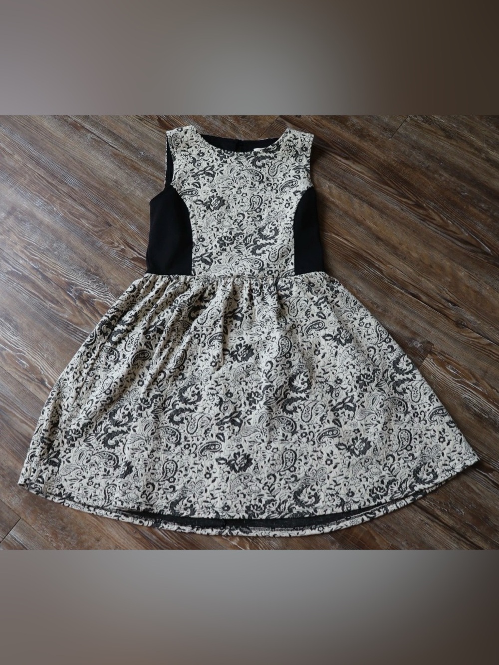 Paisley Jacquard Fit Flare Dress Dark Academia Boho Medium
